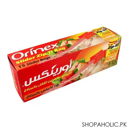 orinex slider zip lock bag, 8x7 inches, large, 15 pack, food grade main image