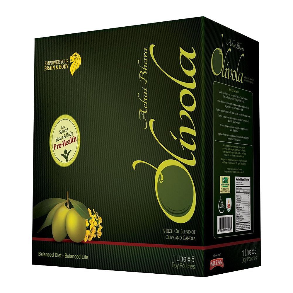 Mezan Olivola Oil, 1 Liter Each, 5-Pack - Image 2