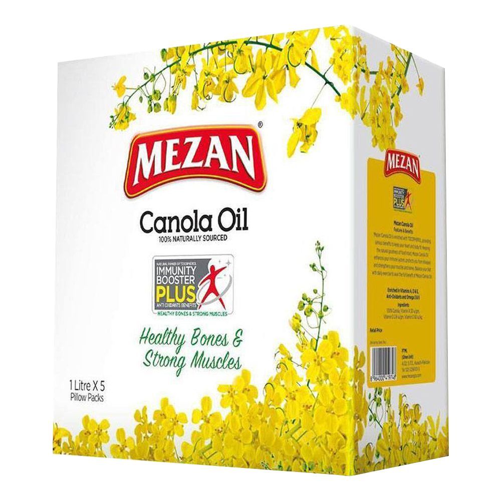 Mezan Canola Oil, 1 Liter Each, 5-Pack - Image 2