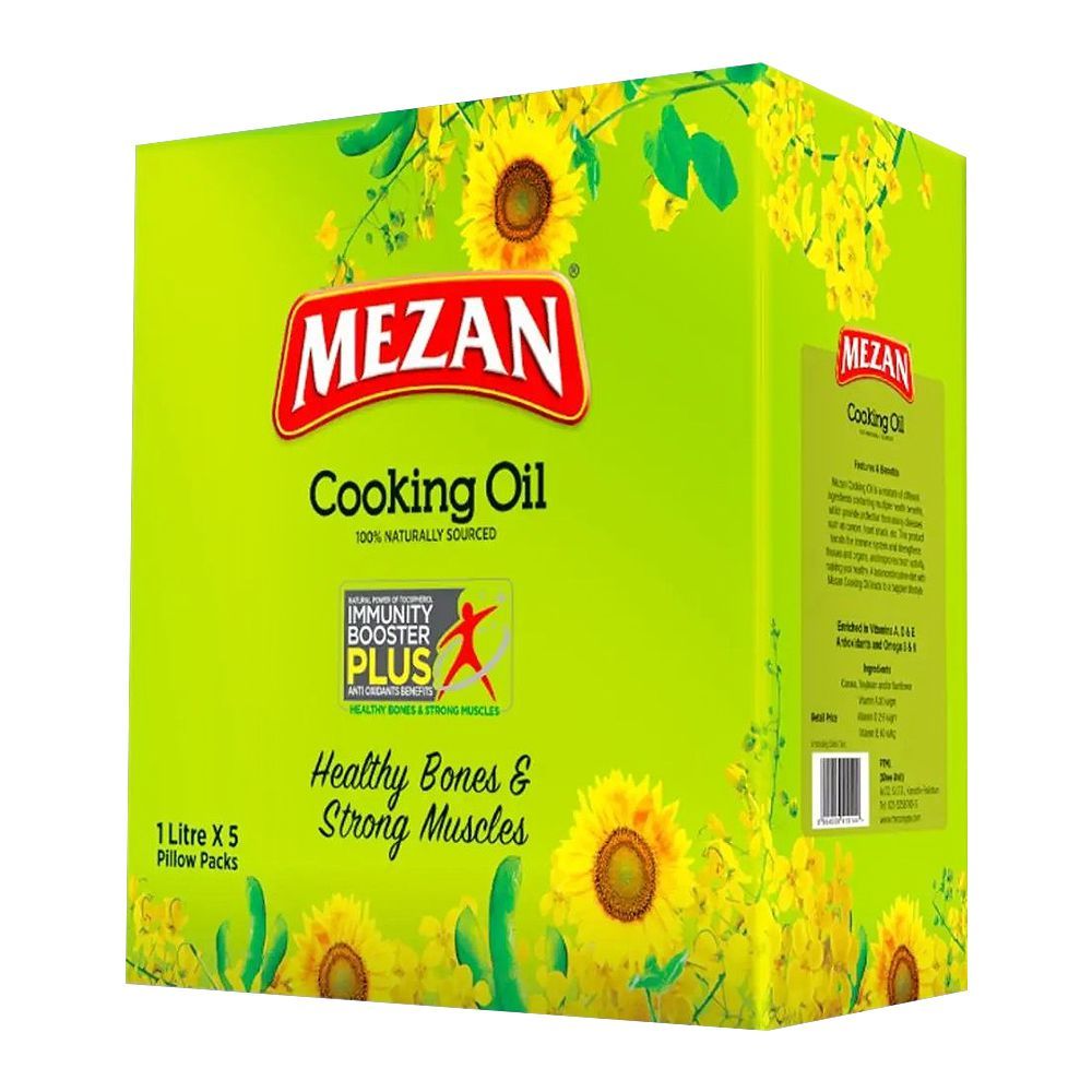 Mezan Cooking Oil, 1 Liter Each, 5-Pack - Image 2