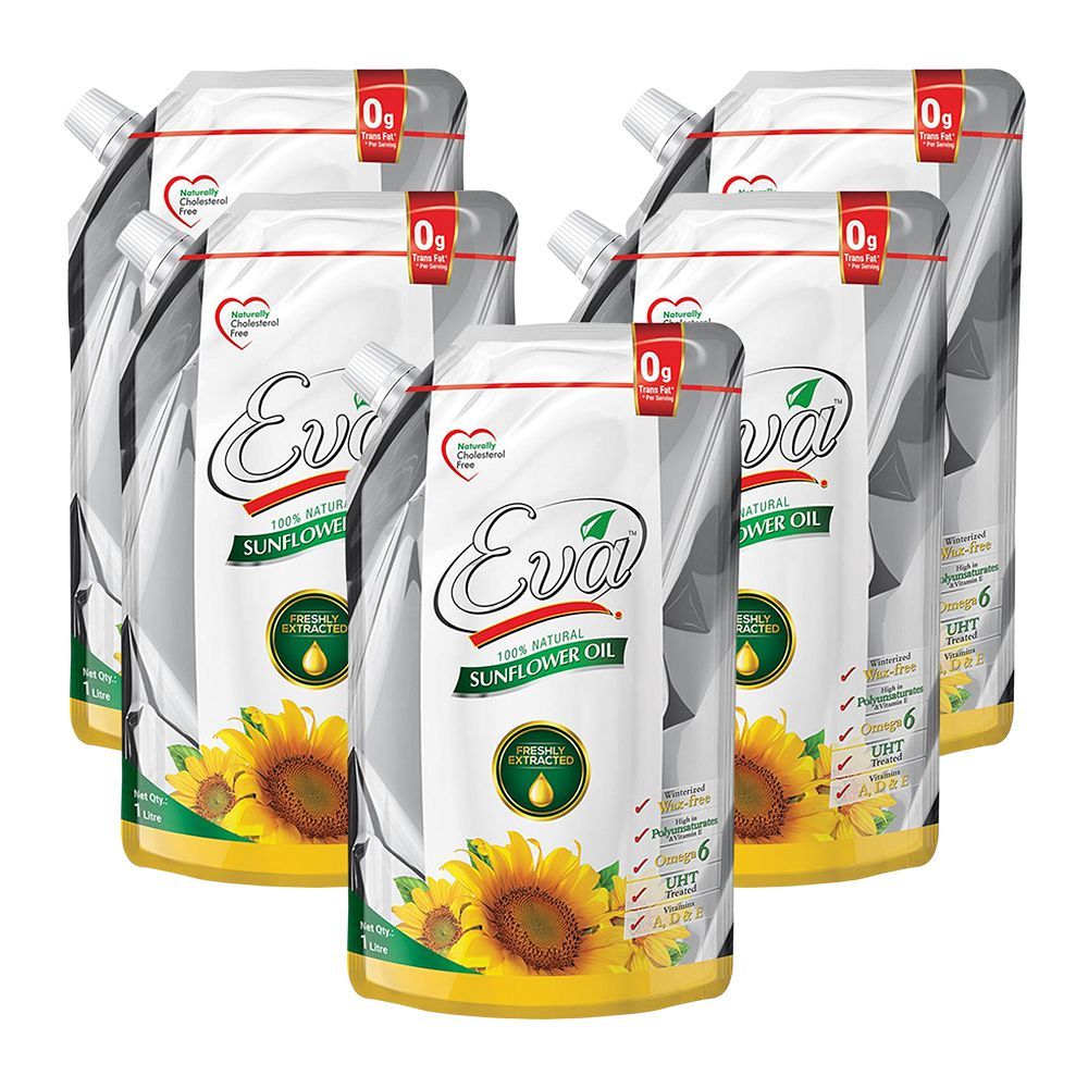 Eva Sunflower Oil, 1 Liter Each, 5-Pack - Main Image