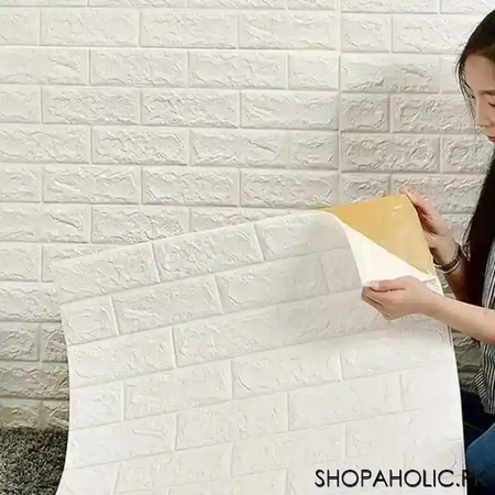 (pack of 4) 3d self adhesive brick wallpaper stickers image3