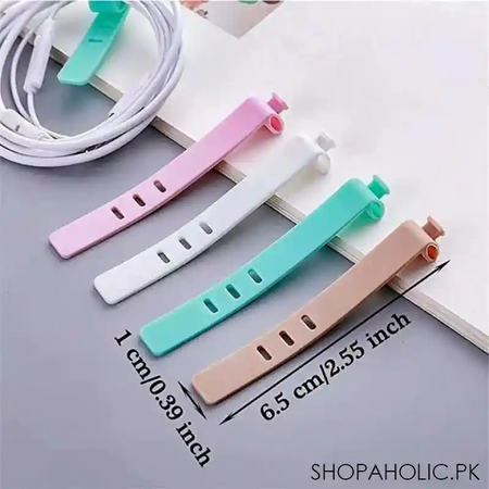 (pack of 4) silicone wire band tie cable organizer image2