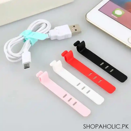 (pack of 4) silicone wire band tie cable organizer image3