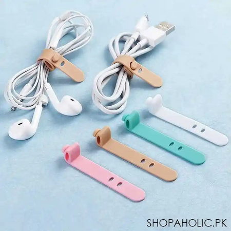 (pack of 4) silicone wire band tie cable organizer image4