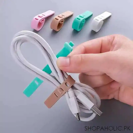 (pack of 4) silicone wire band tie cable organizer main image