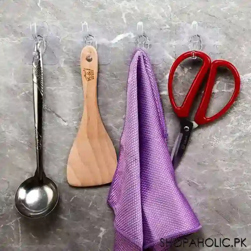 (pack of 4) transparent self adhesive double hooks hanger image4