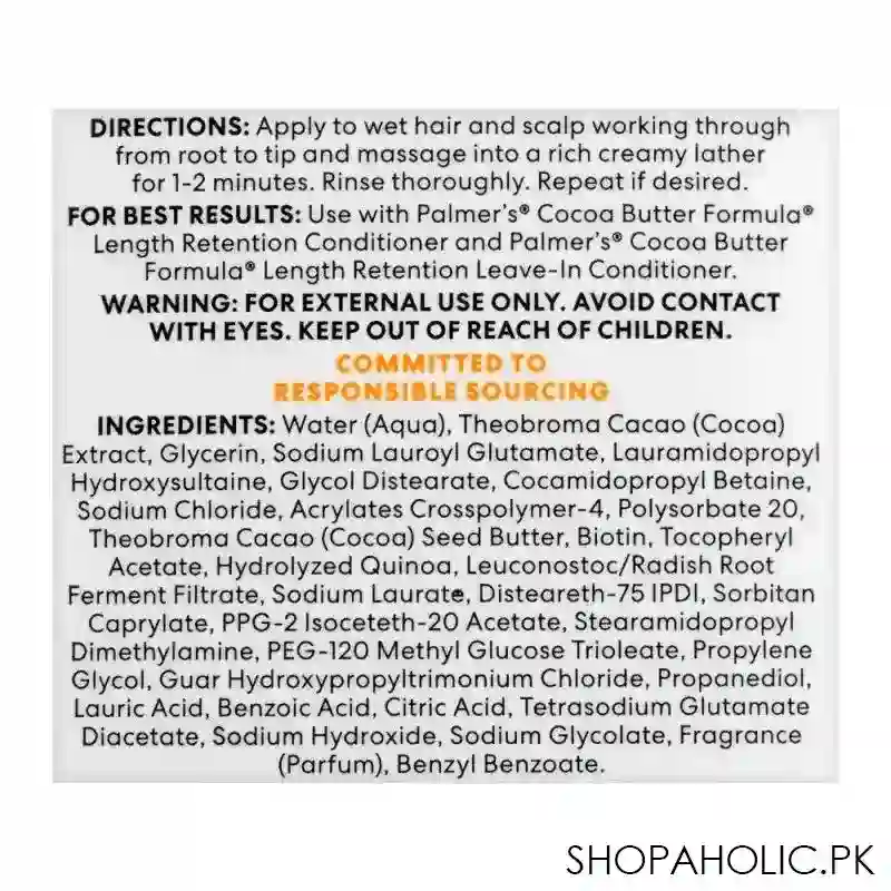palmer's cocoa butter formula length retention shampoo, for optimal length, 400ml image3