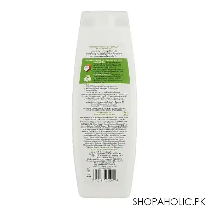 palmer's coconut oil formula with vitamin e moisture boost conditioner, for dry, damaged or color treated hair, 400ml image2