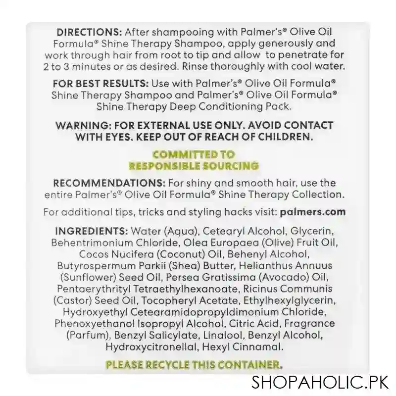 palmer's olive oil jamaican black castor oil shine therapy conditioner, for dull, dry or frizz prone hair, 400ml image3