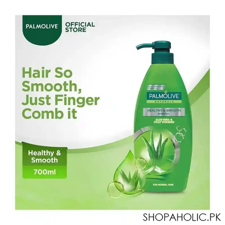 palmolive naturals healthy & smooth shampoo, aloe vera & fruit vitamins, 700ml main image