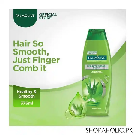 palmolive naturals healthy & smooth shampoo, aloe vera, normal skin, 375ml main image