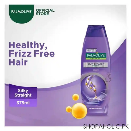 palmolive silky straight shampoo, keratin, 375ml main image