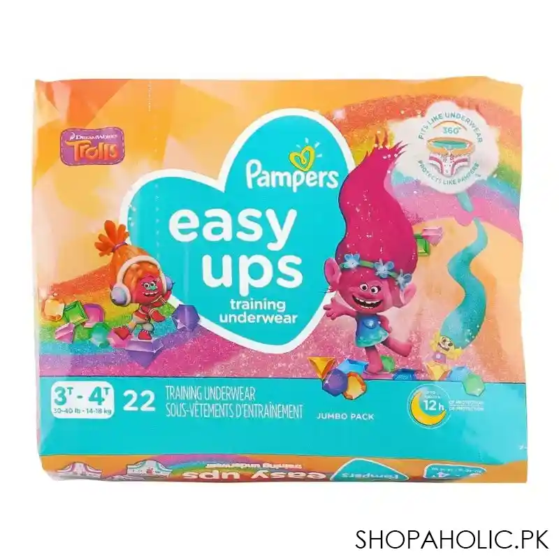 pampers easy ups girls training underwear, 3t 4t 14 18 kg, 22 pack image2
