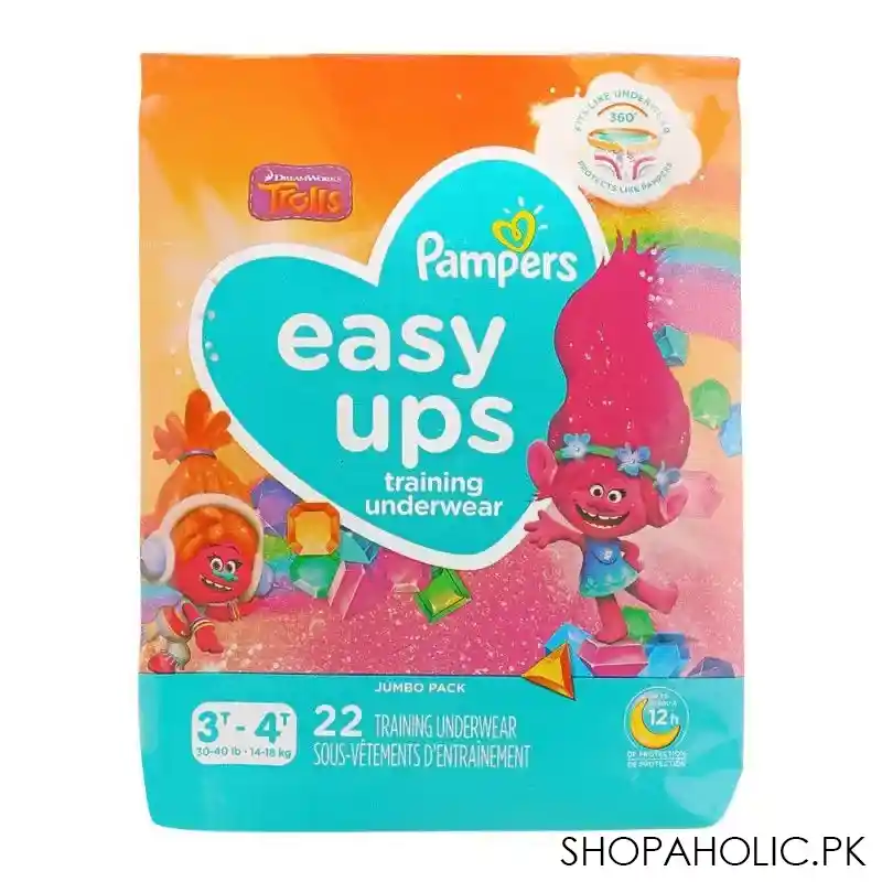 pampers easy ups girls training underwear, 3t 4t 14 18 kg, 22 pack main image