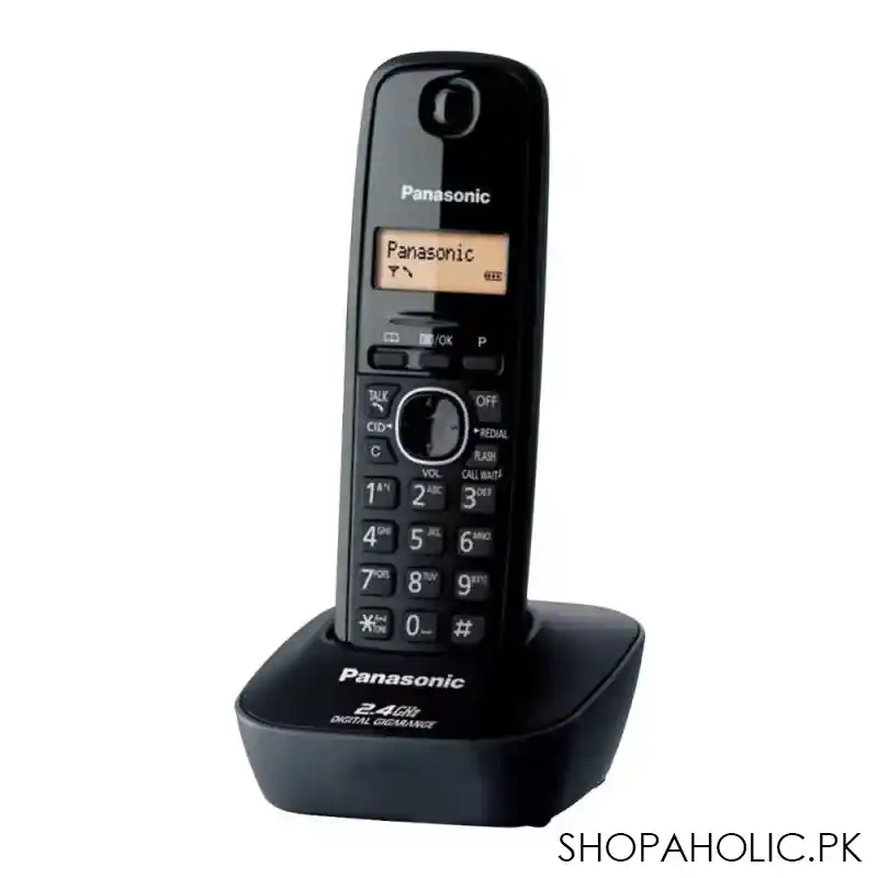 panasonic 2.4ghz digital cordless phone, black, kx tg3411bx main image