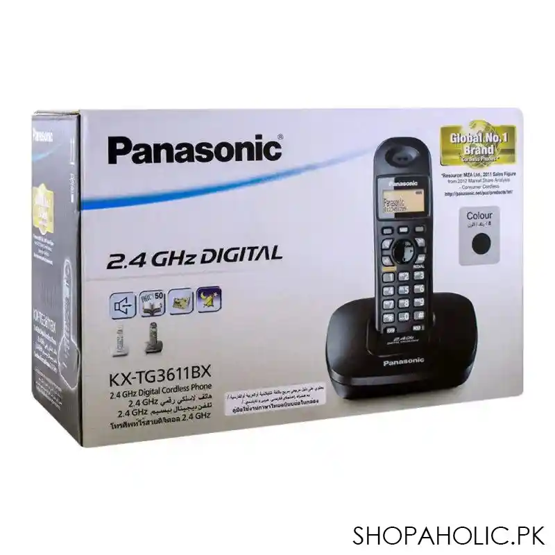panasonic 2.4ghz digital cordless phone, black, kx tg3611bx image2