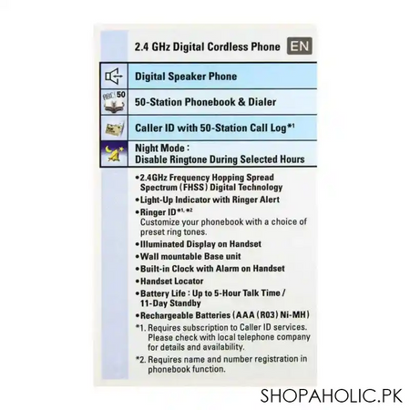 panasonic 2.4ghz digital cordless phone, black, kx tg3611bx image3