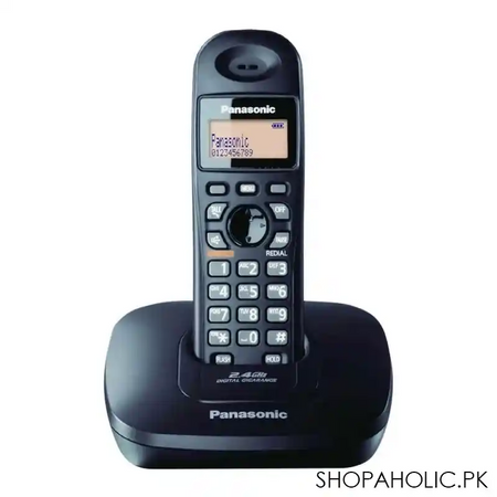 panasonic 2.4ghz digital cordless phone, black, kx tg3611bx main image