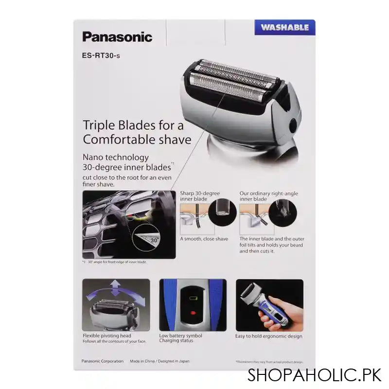Panasonic 3-Blade Washable Shaver, ES-RT30-S - Image 4