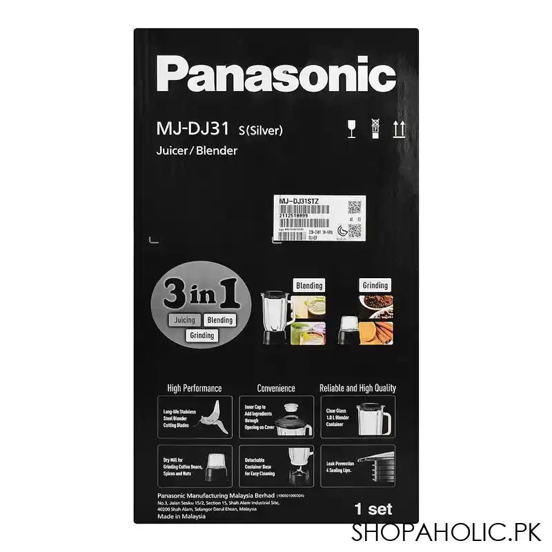 Panasonic 3-In-1 Juicer & Blender, 800W, Silver, DJ-31 - Image 5