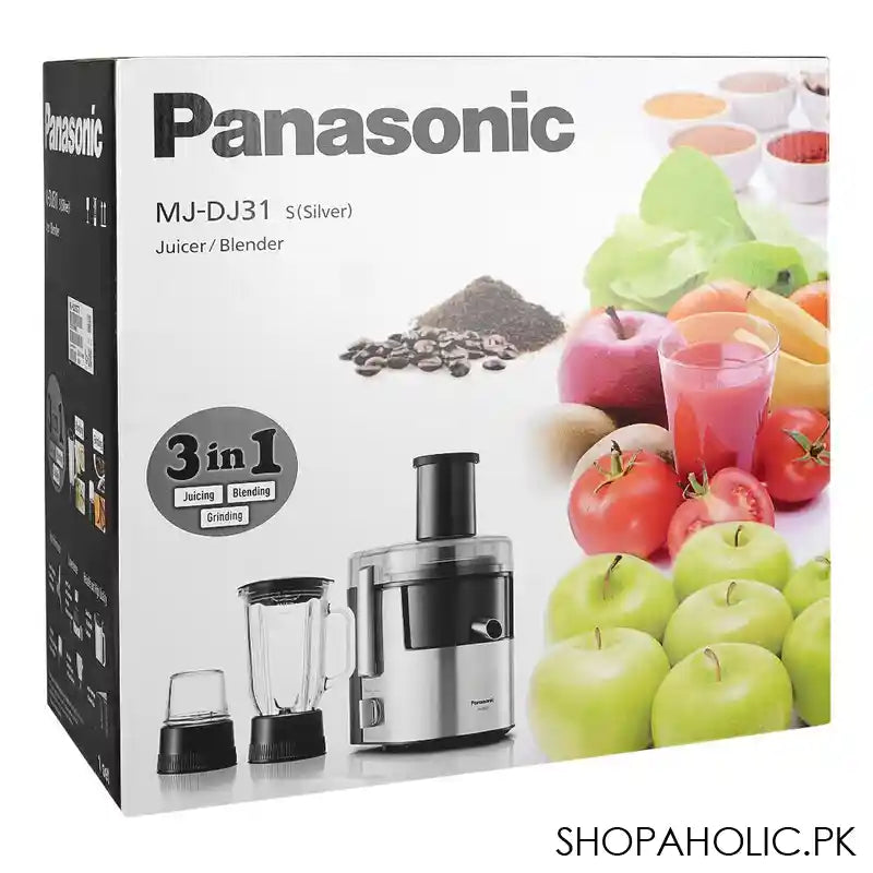 Panasonic 3-In-1 Juicer & Blender, 800W, Silver, DJ-31 - Image 3