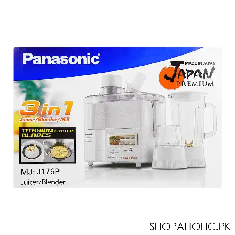 Panasonic 3 In 1 Juicer, Blender & Mill, 1-Litre Glass Container, 230W, MJ-J176P - Main Image