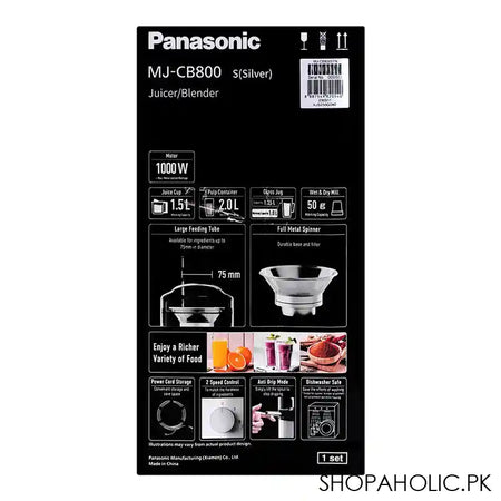 Panasonic Juicer/Blender, 1000W, S(Silver) MJ-CB800STN - Image 2