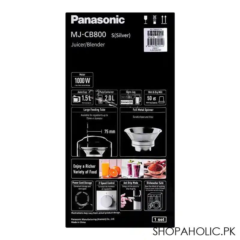Panasonic Juicer/Blender, 1000W, S(Silver) MJ-CB800STN - Image 2