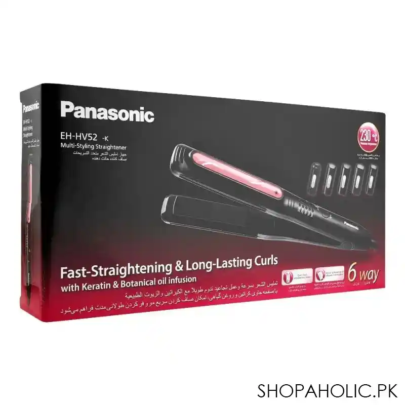 panasonic multi styling hair straightener, fast straightening & long lasting curls, eh hv52 k615 image3