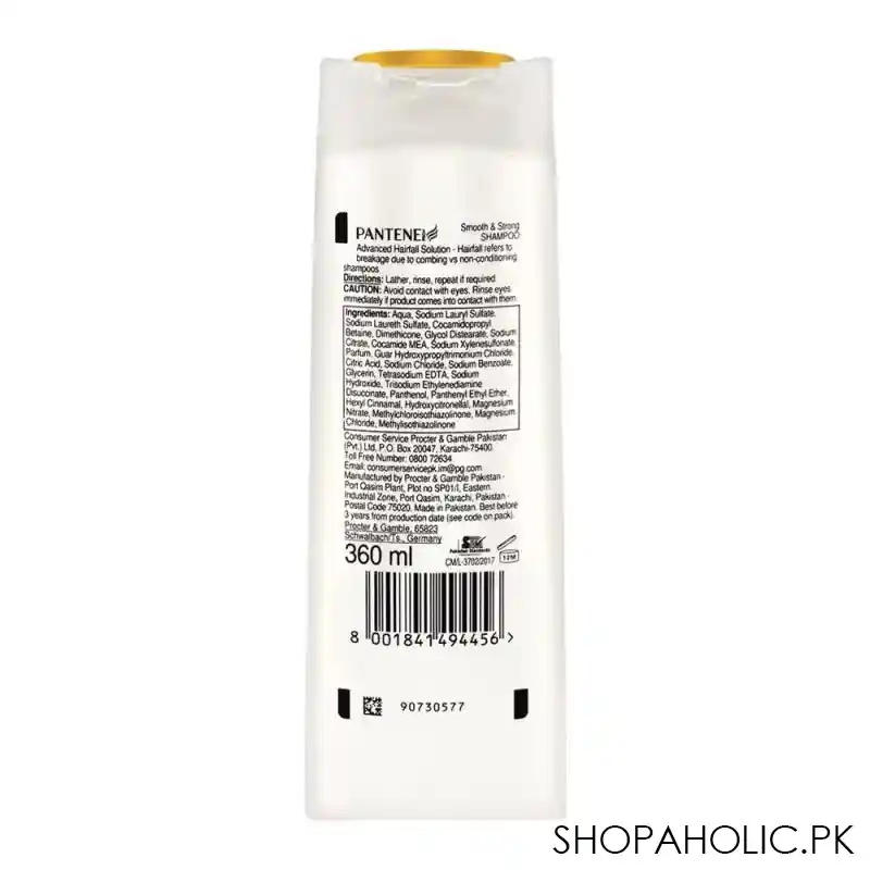 pantene pro v advanced hairfall solution + smooth & strong shampoo, 360ml image2