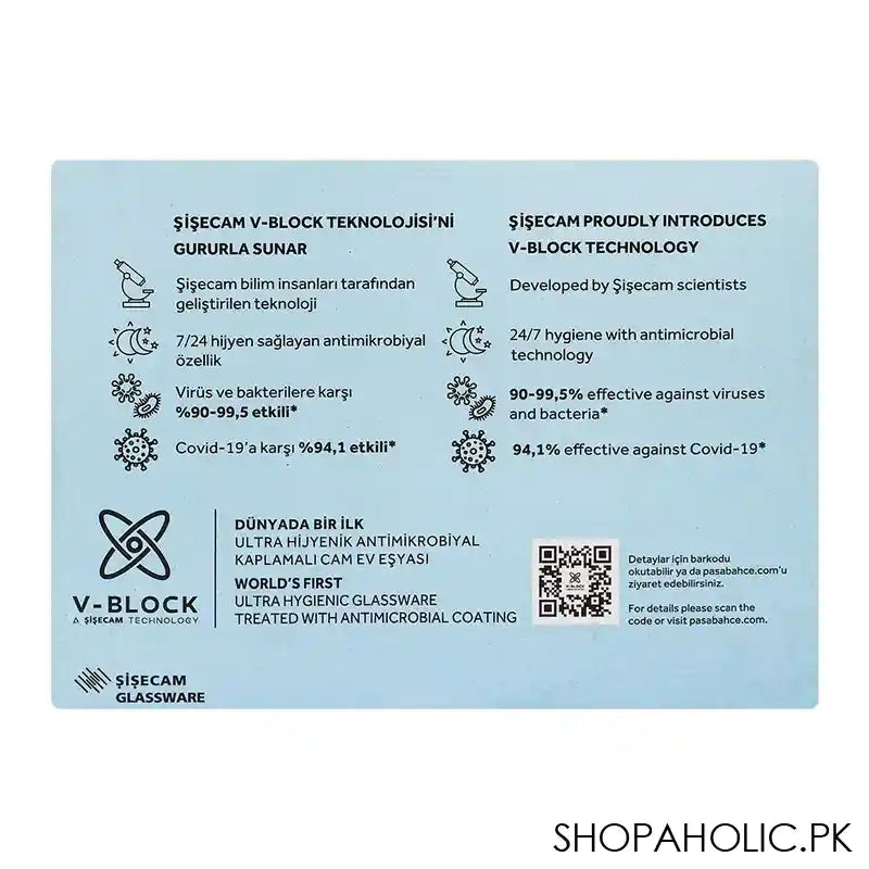 Pasabahce Azur Dof V-Block Tumbler Set, Water Glass, 6-Pack, 420013-78 - Image 3
