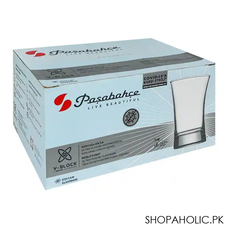 Pasabahce Azur Dof V-Block Tumbler Set, Water Glass, 6-Pack, 420013-78 - Image 4