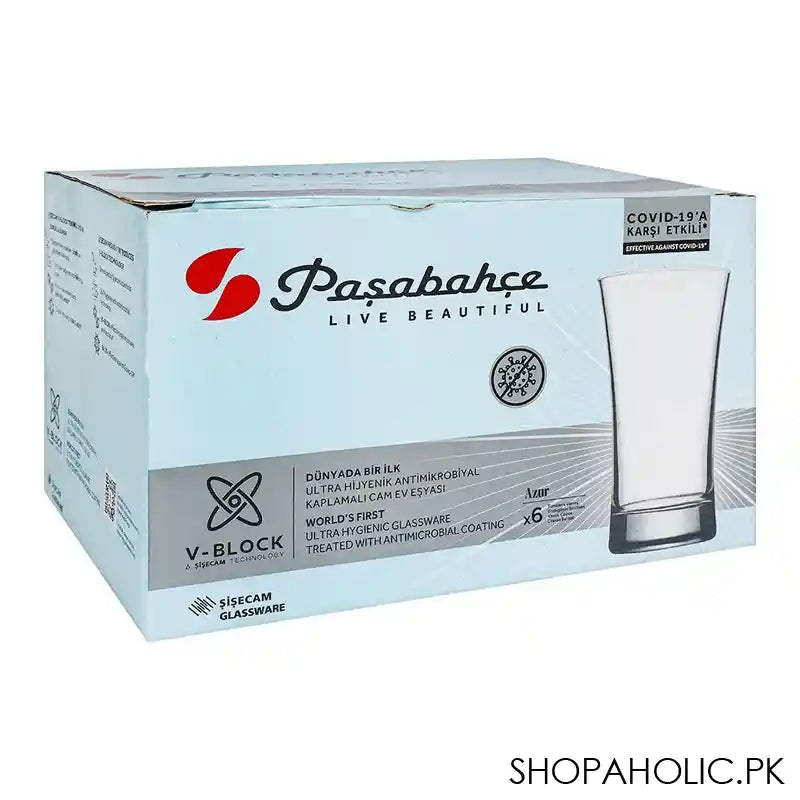 Pasabahce Azur V-Block Tumbler Set, Water Glass, 6-Pack, 420055-79 - Image 2