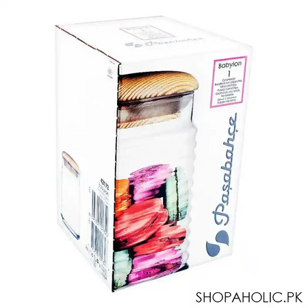pasabahce babylon jar with wood cover, medium, 1.15 liters, 43173 image2