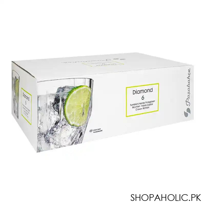 Pasabahce Diamond Tumbler Set, Water Glass, 6-Pack, 52988 - Image 2