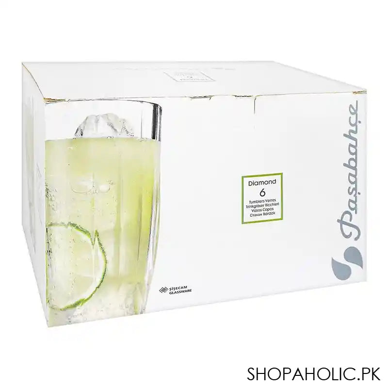 Pasabahce Diamond Tumbler Set, Water Glass, 6-Pack, 52998 - Image 2