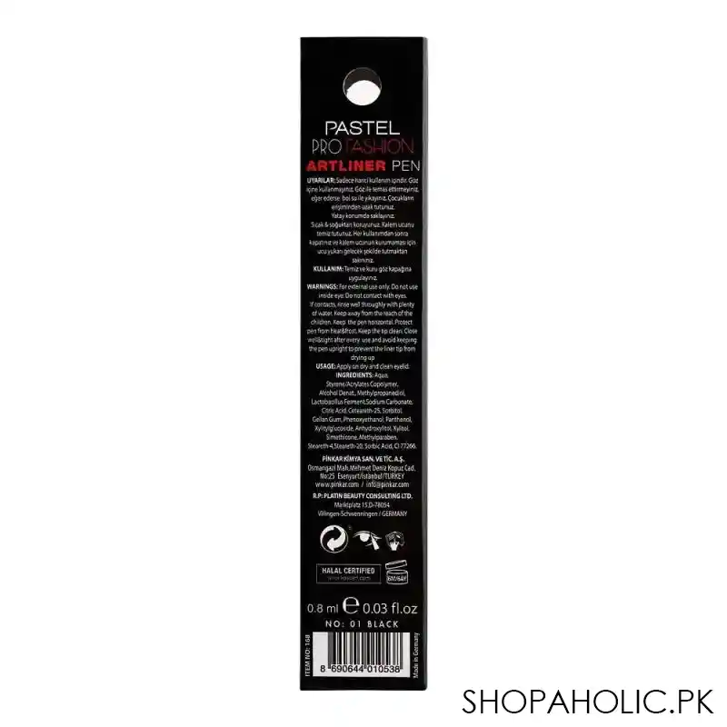 pastel pro fashion art liner pen, long stay, 01 black image3