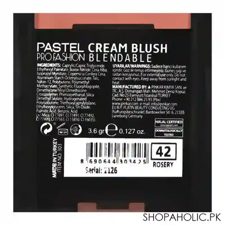 pastel pro fashion blendable cream blush, 42 rosery image3