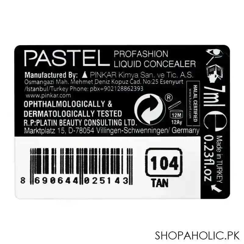 pastel pro fashion liquid concealer, 104 tan image4