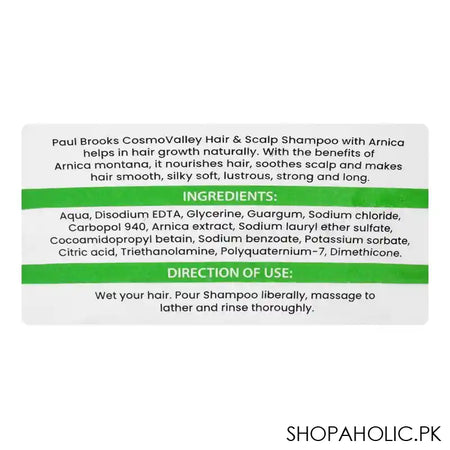 Paul Brooks Hair & Scalp Shampoo With Arnica, Parabens Free, 200ml - Image 2