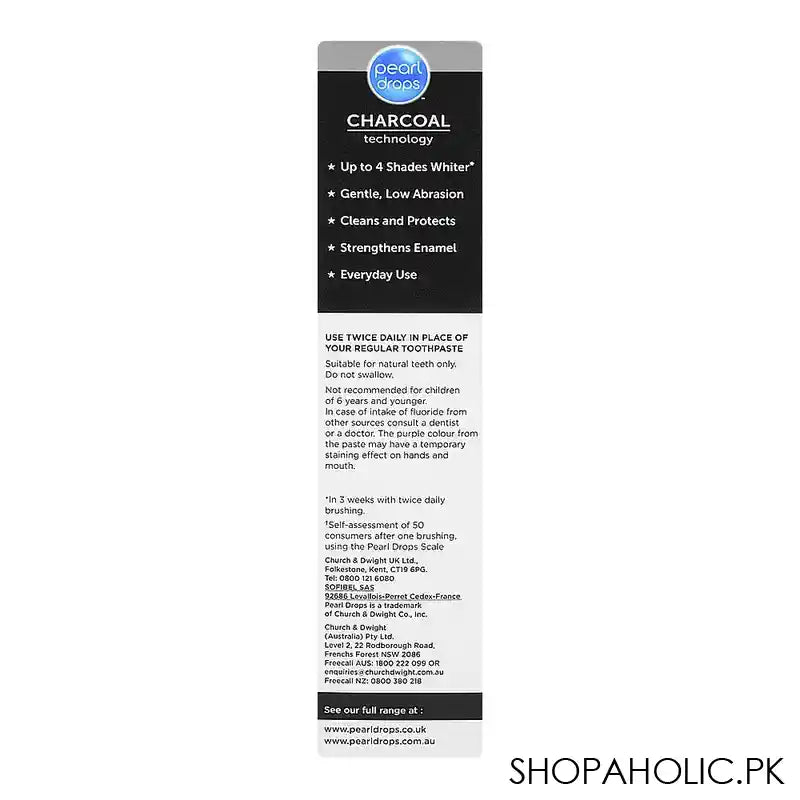 Pearl Drops Instant Natural Charcoal Protection Daily Whitening Toothpaste, 75ml - Image 4