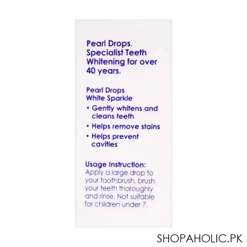 pearl drops white sparkle toothpaste, removes stains, 50ml image4