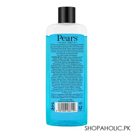 Pears Pure & Gentle Mint Extract Shower Gel, 250ml - Image 3