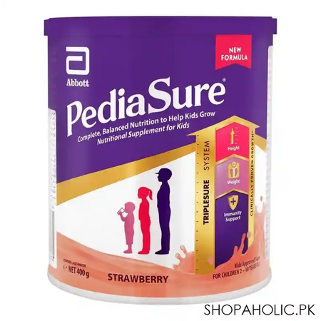 pediasure triplesure system, strawberry flavour, 400g main image