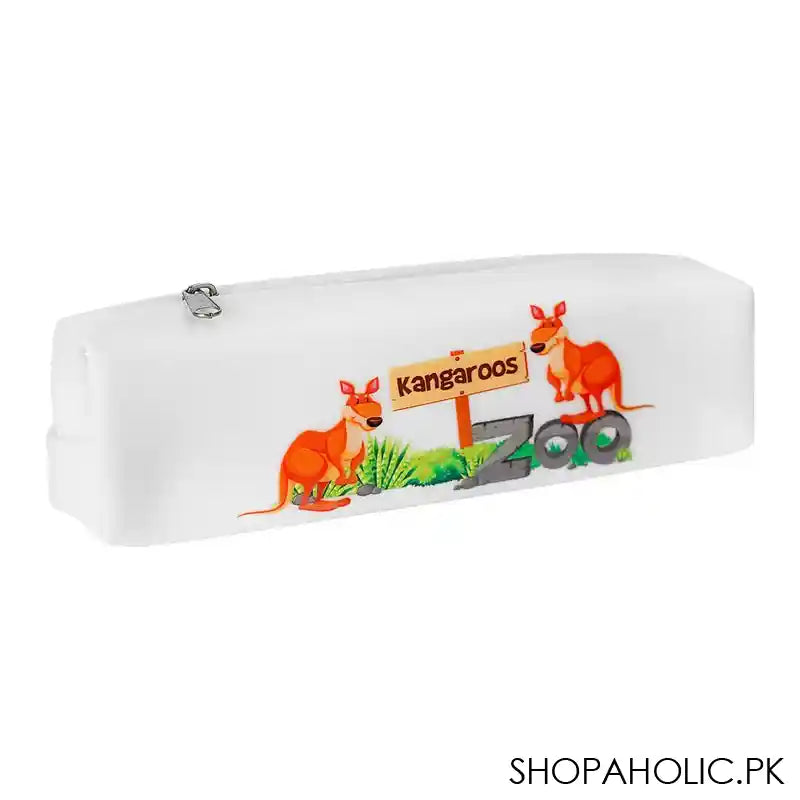 Pencil Pouch Kangaroos Zoo, White, PP-011 - Main Image