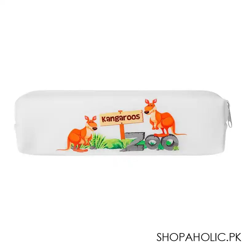 Pencil Pouch Kangaroos Zoo, White, PP-011 - Image 3