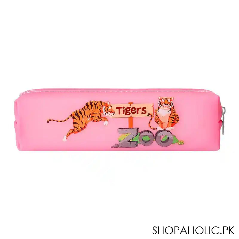 Pencil Pouch Tigers Zoo, Pink, PP-012 - Image 3