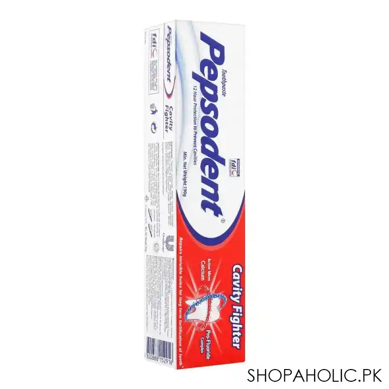 pepsodent cavity fighter toothpaste, 12hrs protection to prevent cavities, repairs invisible holes for long term fortification of teeth, 190g main image