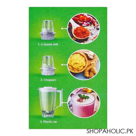 Philips 3000 Series Pro Blend System Blender, 450W, Plastic Jar, Blade Mill, Chopper, HR-2041/30 - Image 2